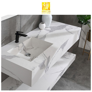 BOTON STONE Artificial Calacatta Porcelain Basin Modern Bathroom Furniture Wash Basin Sink Wall Hung Basin