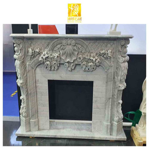 BOTON STONE Factory Indoor Natural Stone Mantel Fireplaces Surround White Marble Fireplace Mantle