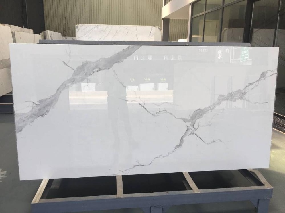 BOTON STONE Wholesale Price Polished Table Top White Calacatta Quartz Tiles Artificial Stone Countertops Slabs