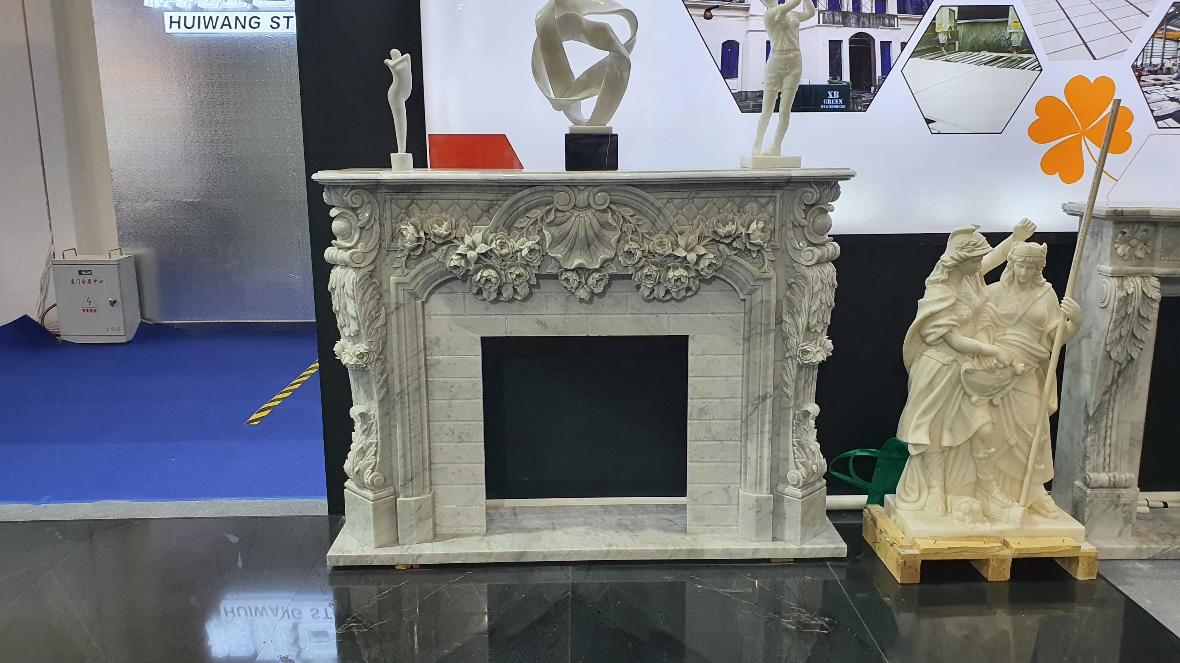 BOTON STONE Factory Indoor Natural Stone Mantel Fireplaces Surround White Marble Fireplace Mantle