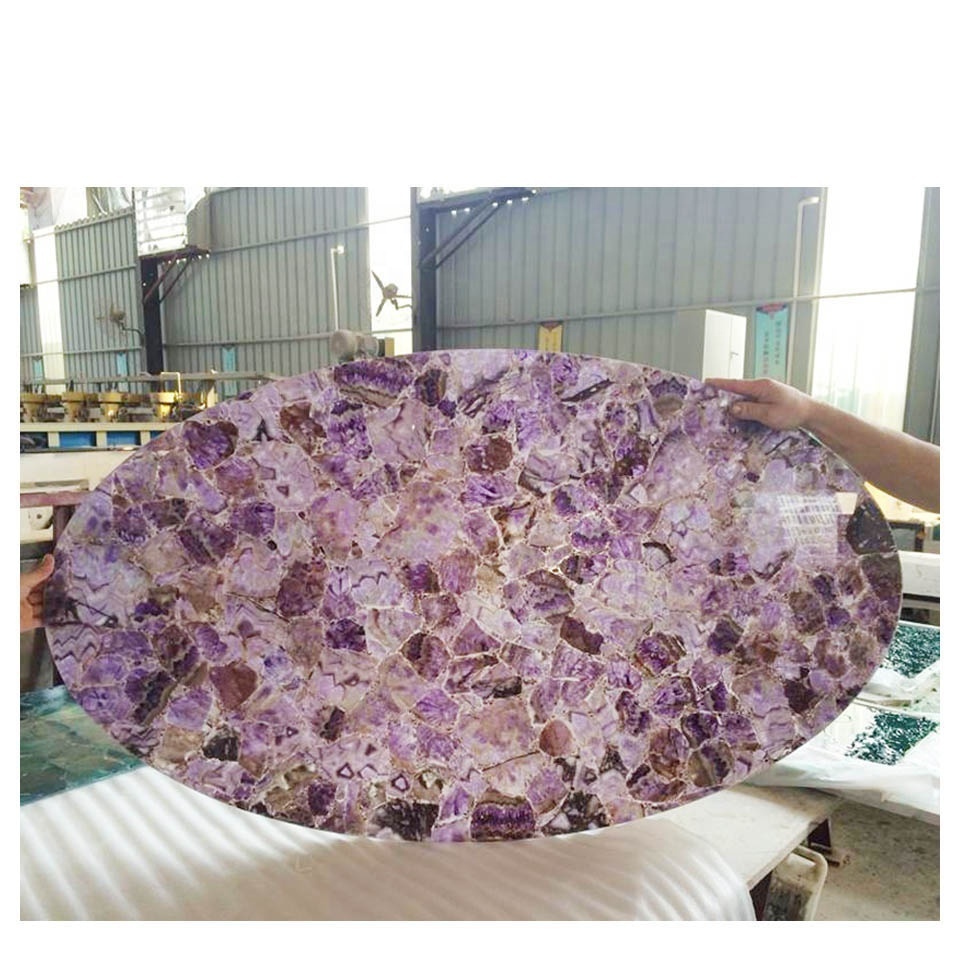 BOTON STONE Amethyst Quartz Stone Slabs Decorative Ceiling Tiles Kitchen Countertop Table Top Amethyst Stone Slabs