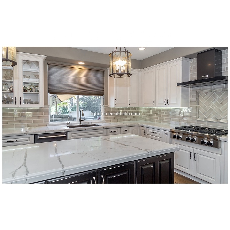 BOTON STONE White Quartz with Gold Veins Calacatta Gold Quartz Stone Kitchen Island Table