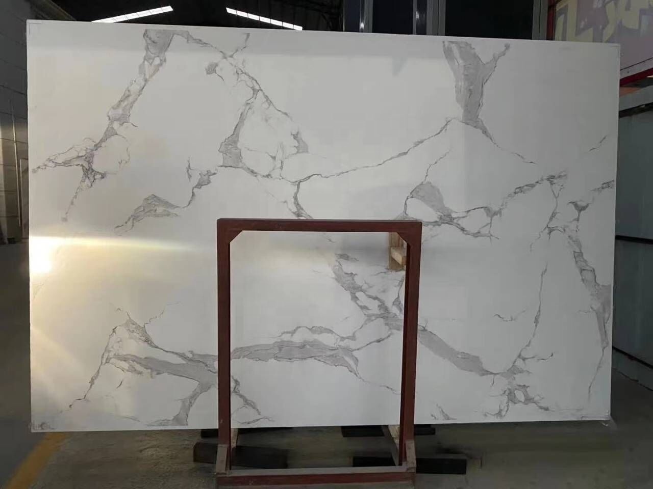 Artificial Stone Polished Kitchen Countertop White Synthetic Floor Marble Slabs