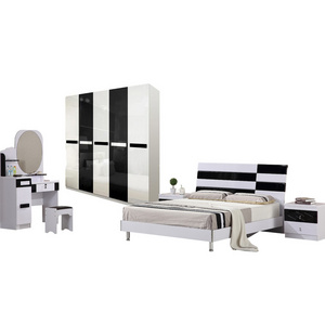 MDF Home Furniture 1.5 Meter Bed 5 door wardrobe two nightstand dressing table with stool  bedroom furniture set