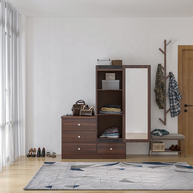 wholesale price melamine sliding door wardrobes bedroom closet moderno brown combination wardrobe with drawer