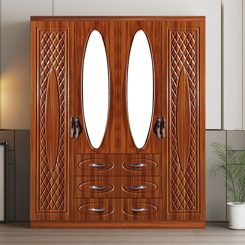 hot sale wooden cloth wardrobe with mirror 4 doors storage bedroom wardrobe closet 400 mm weigh plastic wardrobes