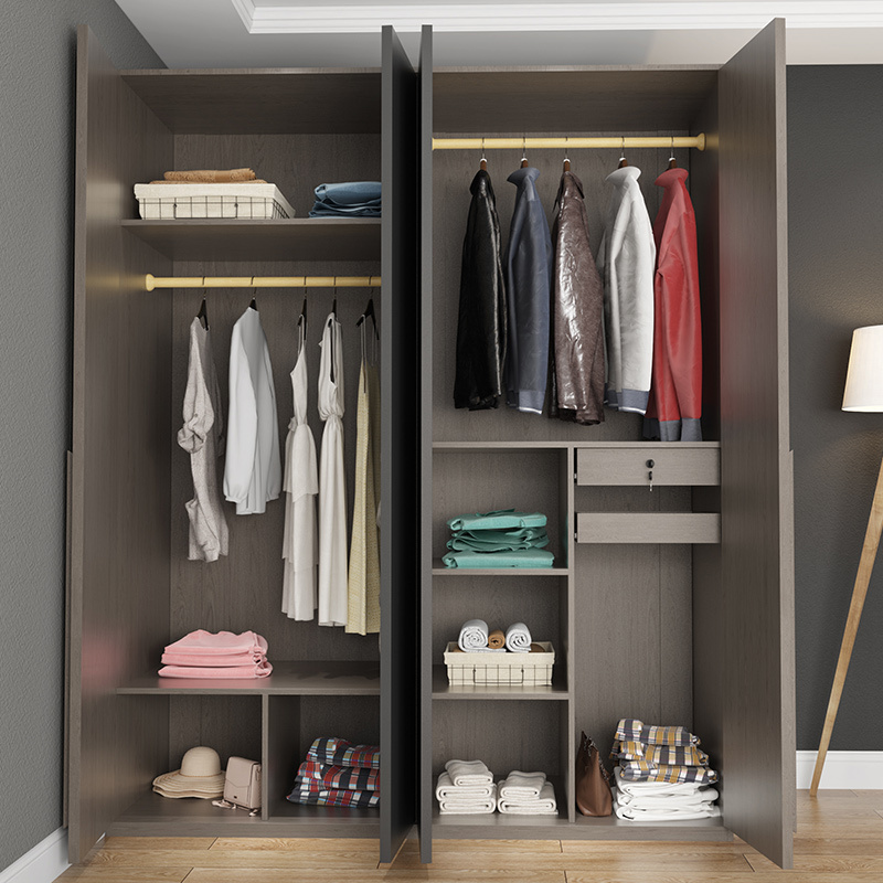 4 door bedroom wardrobe melamine 1.6m grey folding wardrobe in mumbai  mdf storage closet with sliding  drawers