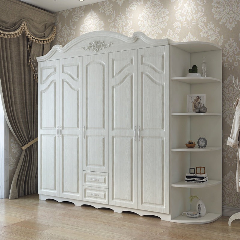 customization plastic wardrobe cabinet with drawers 5 door white 2.0m bedroom wardrobe mdf storage cabinet for home