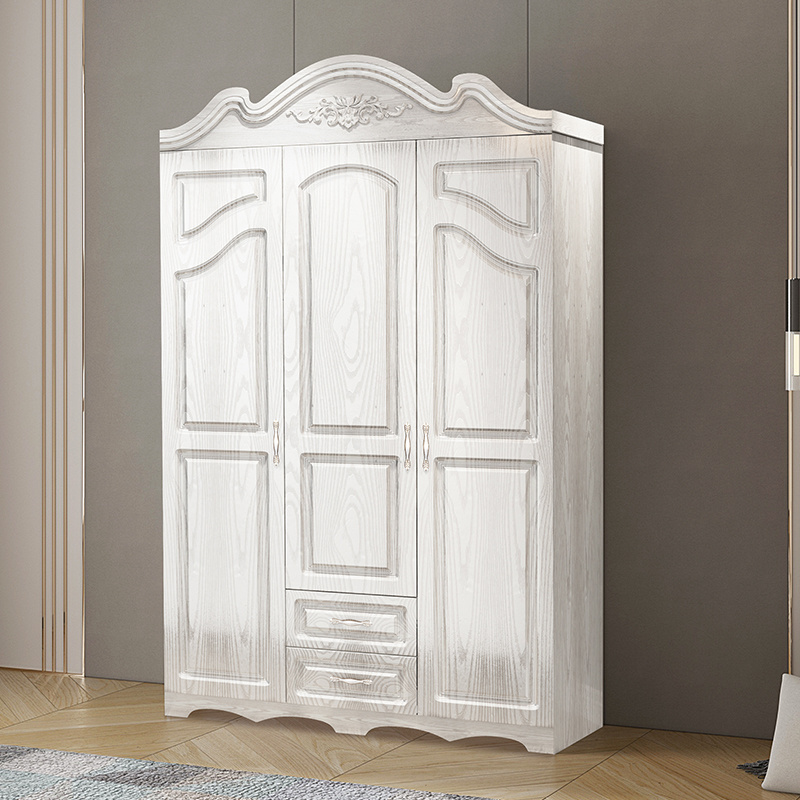 simple design mdf wardrobe with PVC Membrane 3 door customization  plastic foldable cabinet with drawers and mirrors