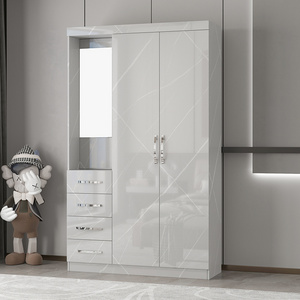 high gloss mdf board closet wardrobe bedroom furniture modern design furniture 3  doors with mirror & 4 drawers cabinet wardrobe