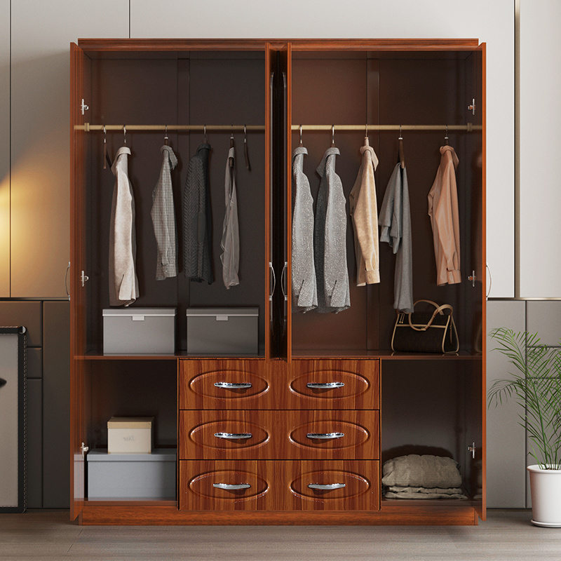 hot sale wooden cloth wardrobe with mirror 4 doors storage bedroom wardrobe closet 400 mm weigh plastic wardrobes