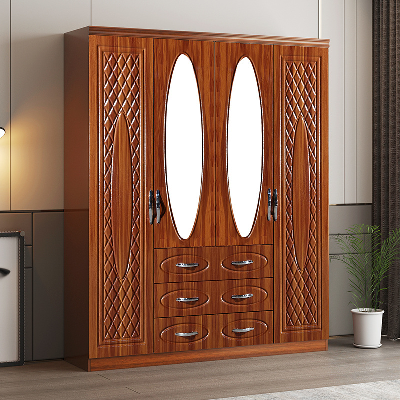 hot sale wooden cloth wardrobe with mirror 4 doors storage bedroom wardrobe closet 400 mm weigh plastic wardrobes