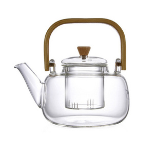 Top quality wholesale borosilicate Glass Teapot Clear Glass Tea Kettle