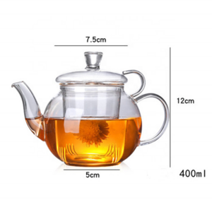 Factory sale small 400ml heat resistant luxury borosilicate glass teapot