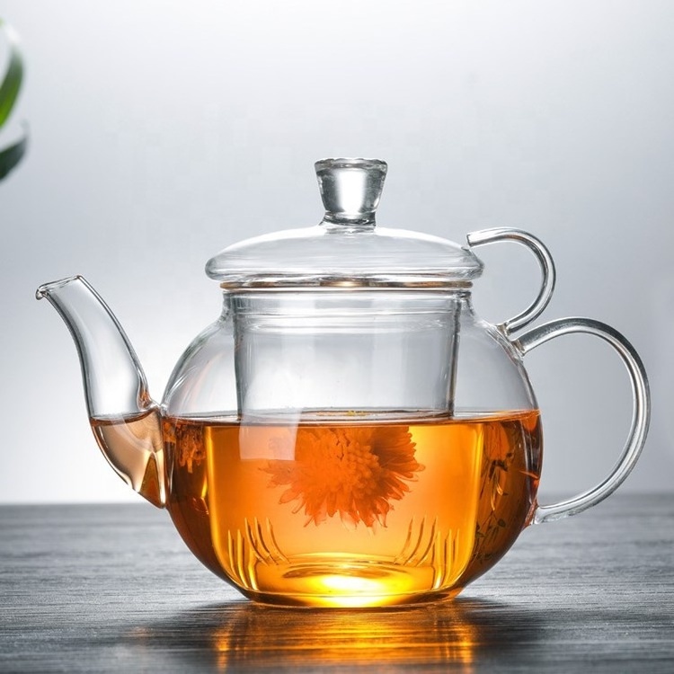 Factory sale small 400ml heat resistant luxury borosilicate glass teapot