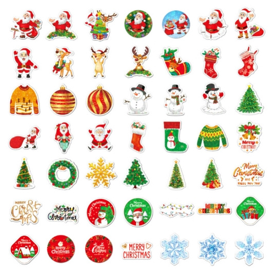 100pcs  Christmas Stickers Water Proof Vinyl Waterproof Holiday Party Stickers,Holiday Gifts For Kids And Teens