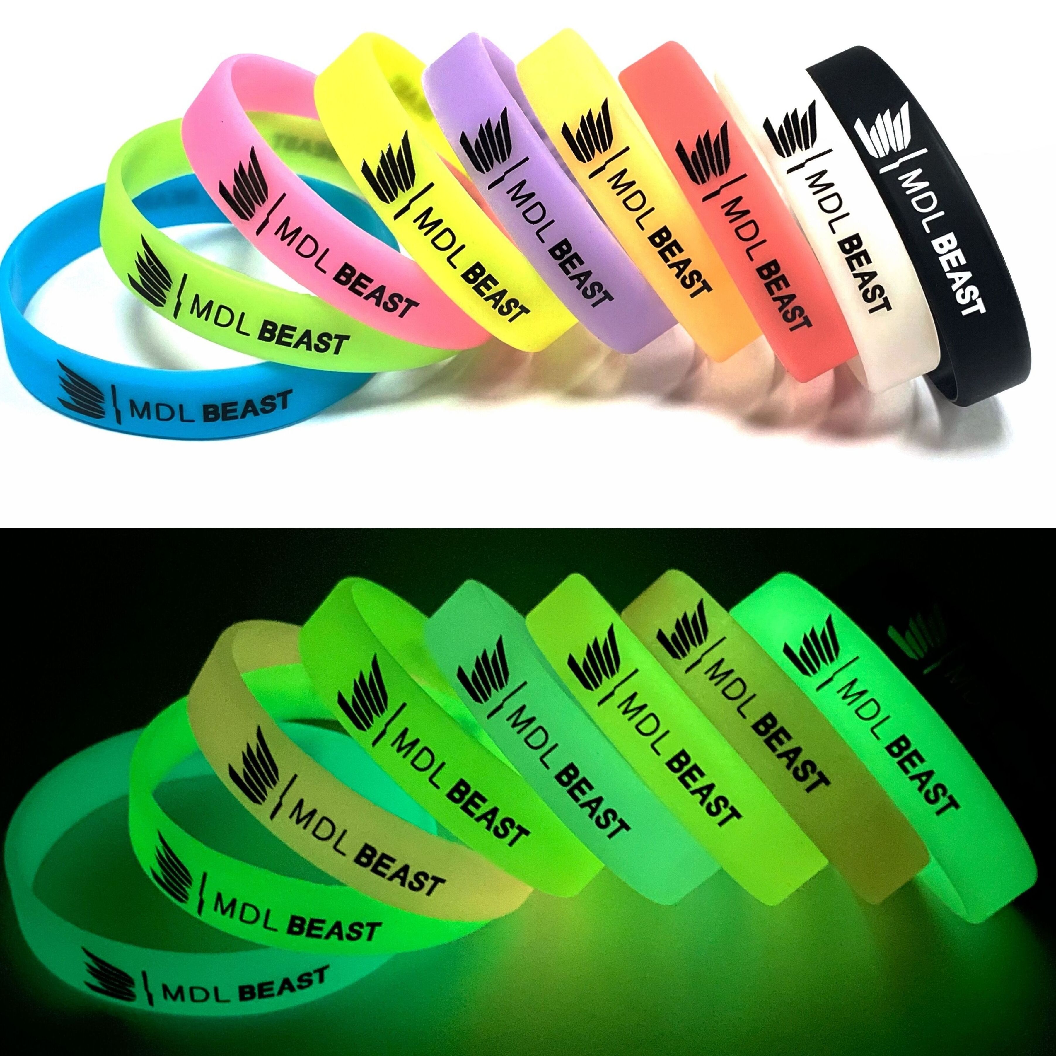 Promotional gifts custom logo print silicone wristband silicone led bracelets luminous glowing glow in the dark rubber wristband