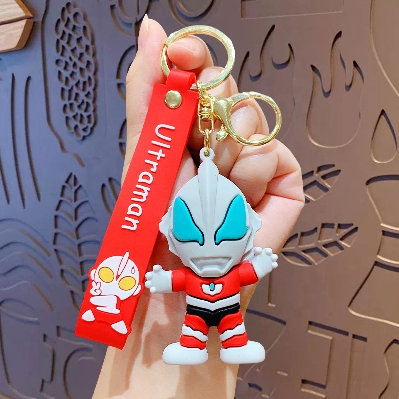 Manufacturer Keychain Professional Custom 3D Cartoon Animal PVC Ultraman Keychains Factory Bag Pendant for Gifts