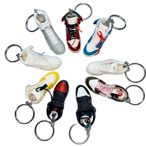 Pvc Rubber Keychain 3D shoe model ball shoes key ring basketball shoes car pendant rubber keychain