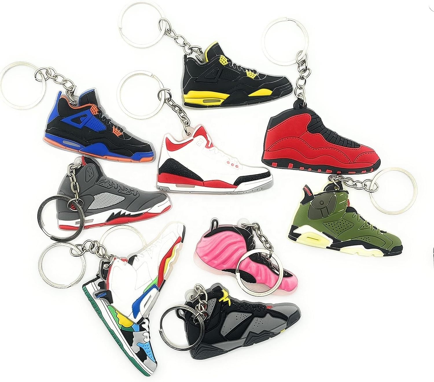 Free Sample 2D Mini Silicone Keychain Customized Rubber 3d Mini Sneaker Shoe Keychain With Mini Box