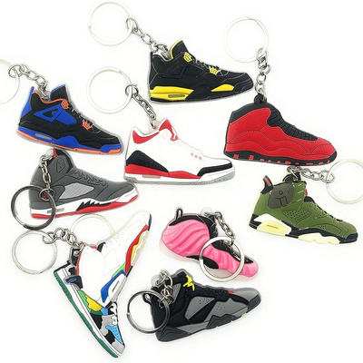 Free Sample 2D Mini Silicone Keychain Customized Rubber 3d Mini Sneaker Shoe Keychain With Mini Box