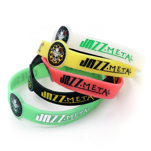 Personalised customised silicone bracelet printing logo glowing glow in the drak  rubber wristband