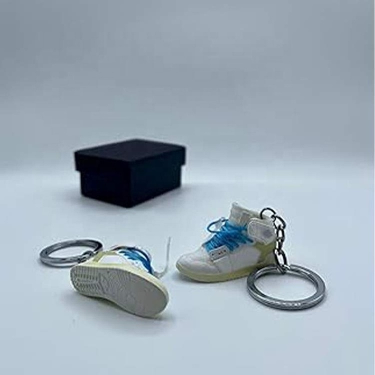 Factory Wholesale PVC Plastic Rubber Mini Trainers Sneaker Keychain 3D Basketball Sneaker Keychain With Mini Shoe Box