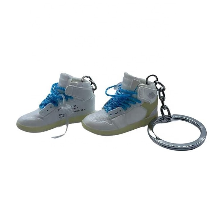 Factory Wholesale PVC Plastic Rubber Mini Trainers Sneaker Keychain 3D Basketball Sneaker Keychain With Mini Shoe Box