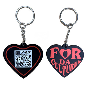 Factory Made Your Own PVC Keychain QR Code Heart Rubber Keyring Custom  Keychain