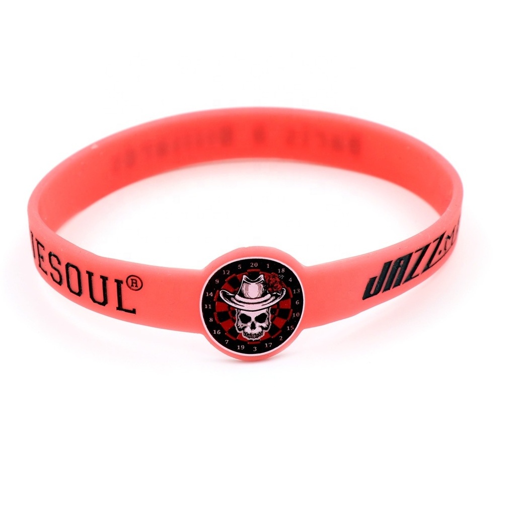 Personalised customised silicone bracelet printing logo glowing glow in the drak  rubber wristband