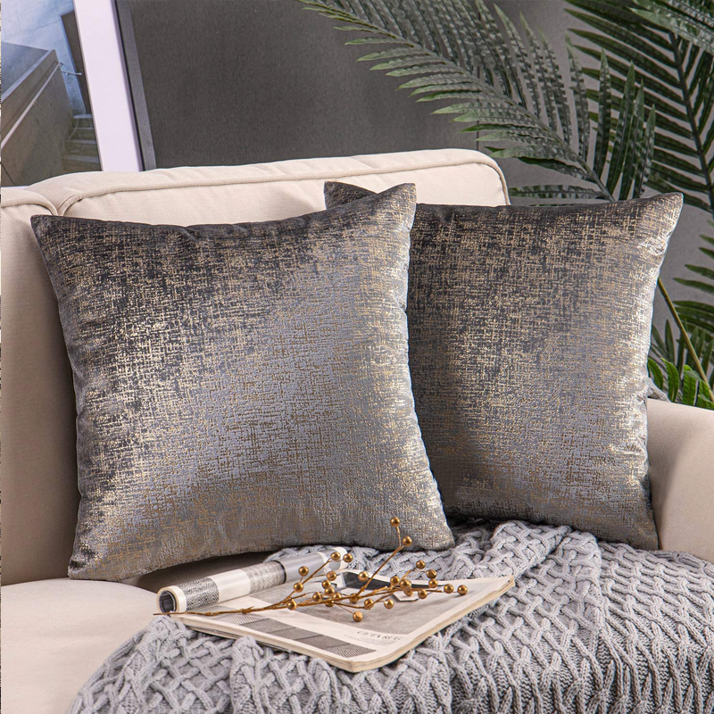 Elegant Design Bronzing Velvet Decorative Throw Pillow Covers Soft Solid Square Cushion Cover for Couch Bed and Chair