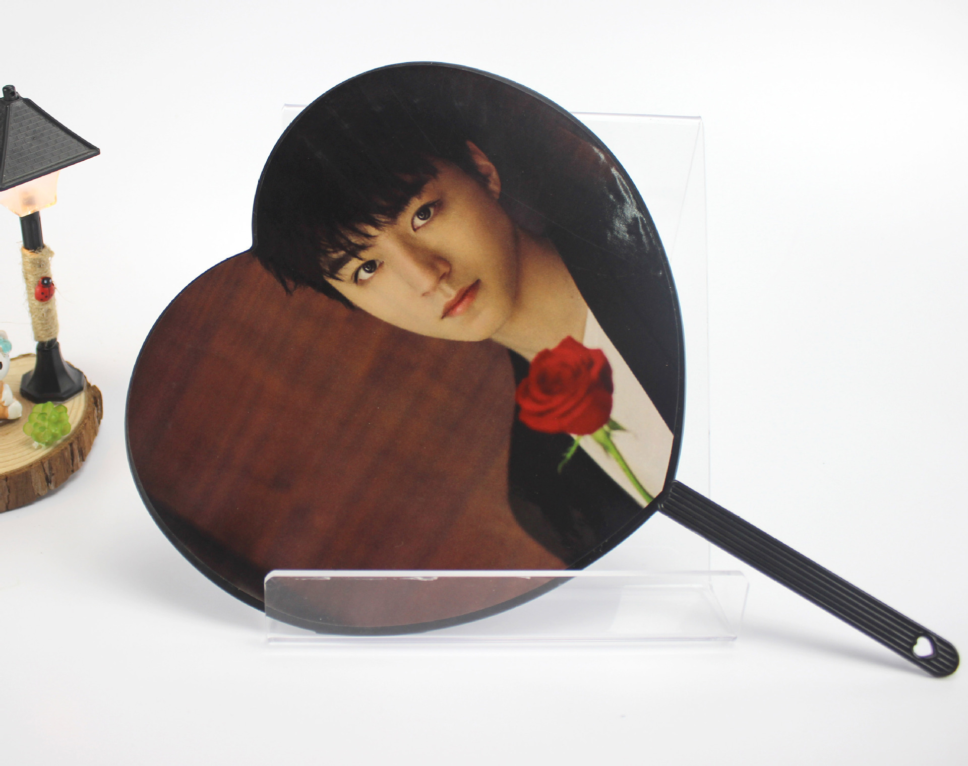 Custom KPOP Clear Picket Hand Fans K-pop Yourself Custom Photo Printed Hand Fans Round Plastic Fan Picket