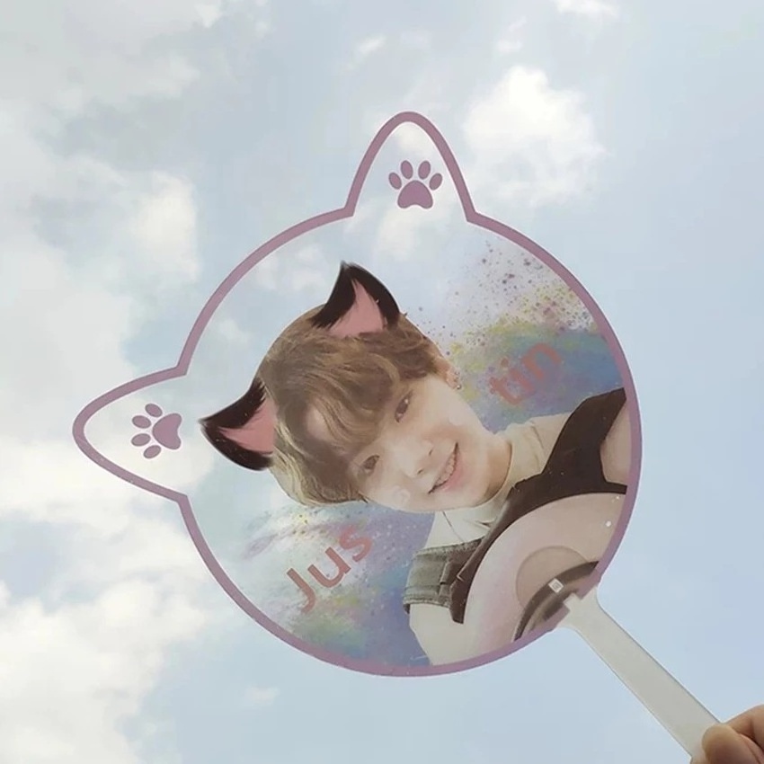 Custom KPOP Clear Picket Hand Fans K-pop Yourself Custom Photo Printed Hand Fans Round Plastic Fan Picket