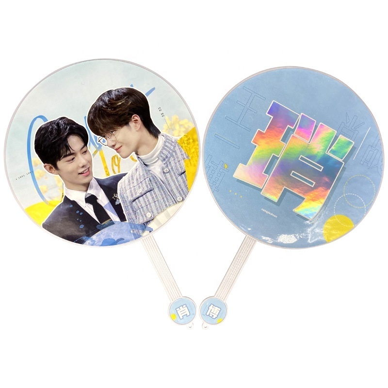 Custom KPOP Clear Picket Hand Fans K-pop Yourself Custom Photo Printed Hand Fans Round Plastic Fan Picket