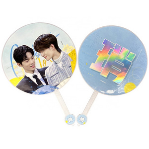 Custom KPOP Clear Picket Hand Fans K-pop Yourself Custom Photo Printed Hand Fans Round Plastic Fan Picket