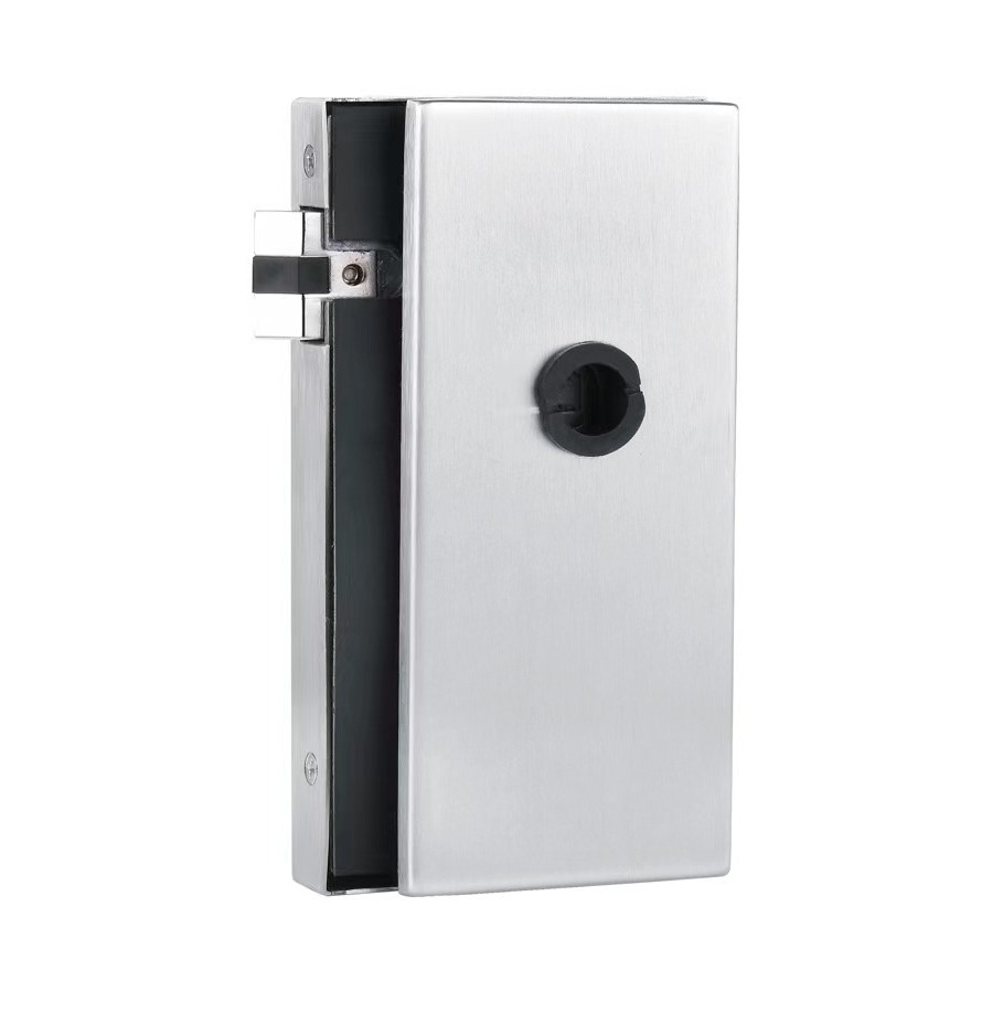 SS304 Big Circle Square Frameless Glass Door Lock Swing Glass Door lock With Lever Handle Cylinder Lock