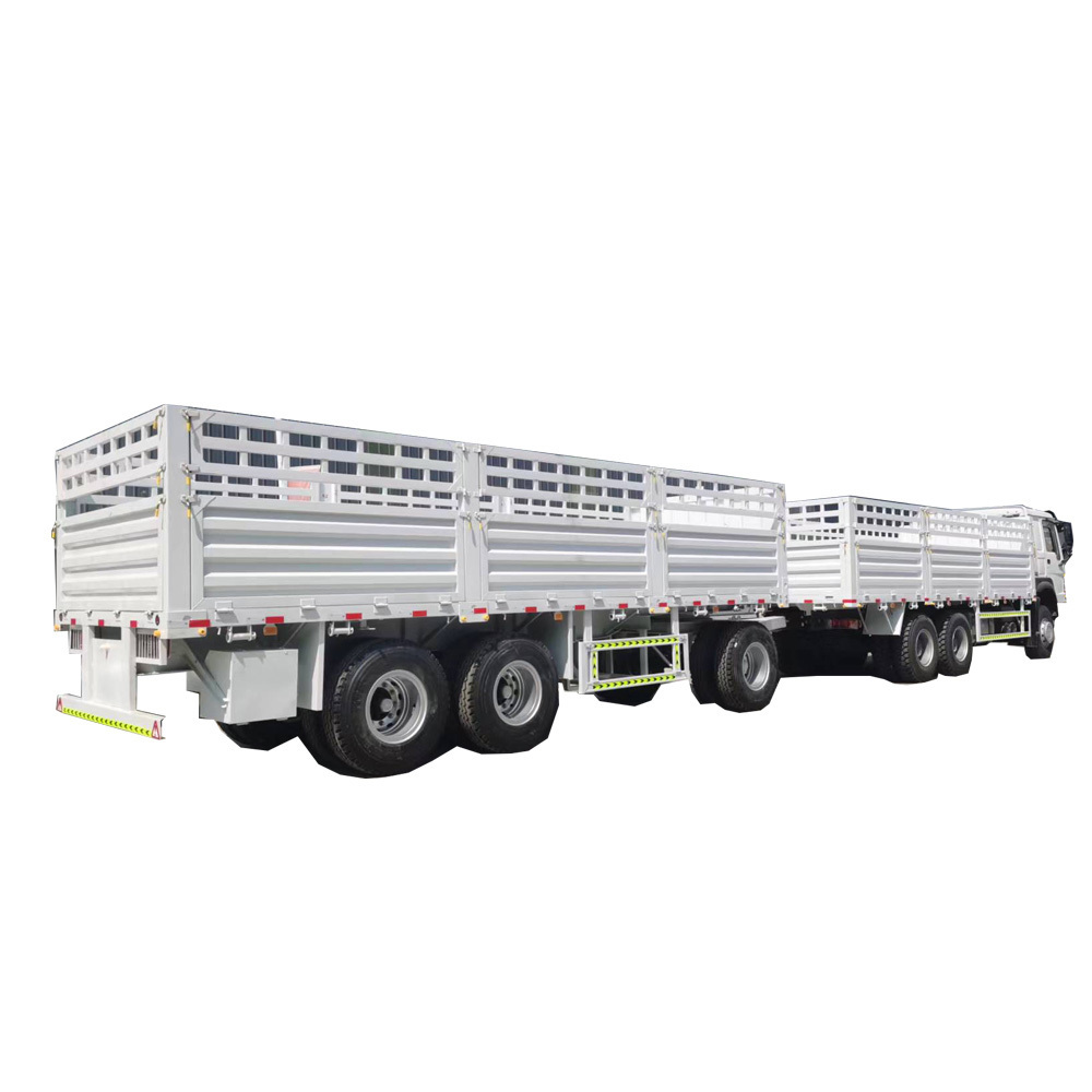 Ethiopia Market Hot Sale Sinotruk Howo fence cargo truck with Full Cargo Trailer