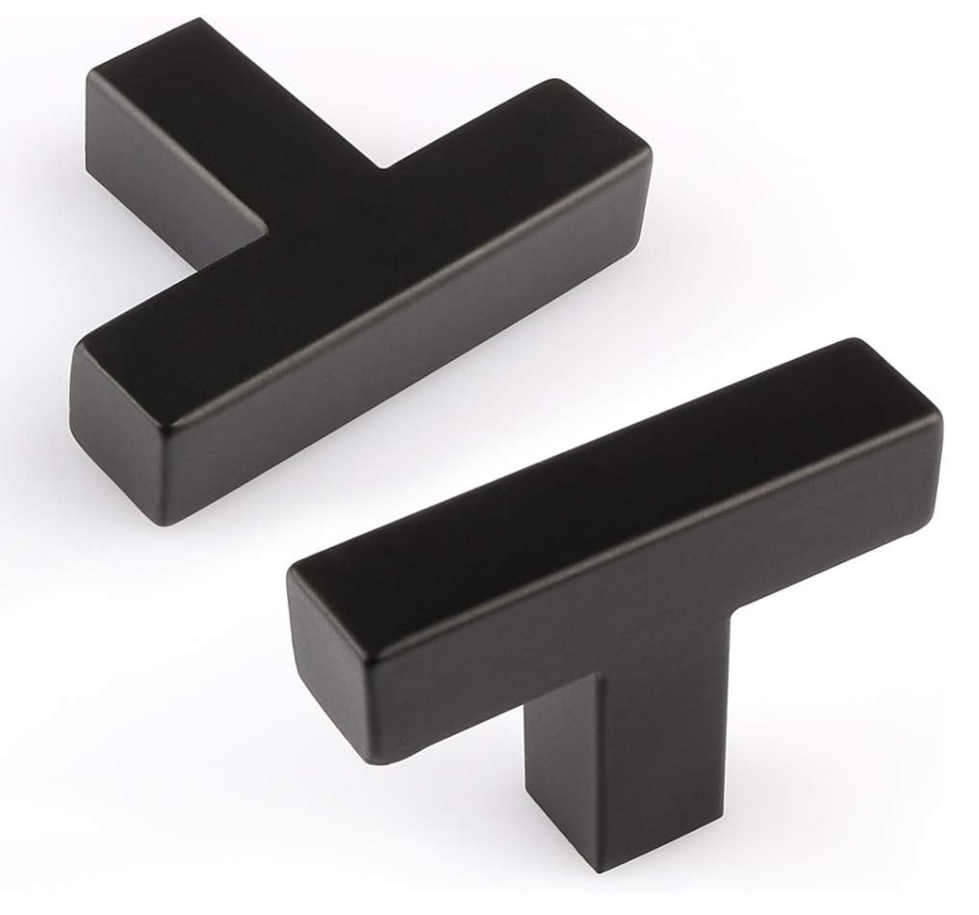 Stainless Steel Black Square T Bar Single Hole Knobs Cabinet Pull Drawer Knobs