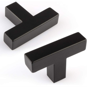 Stainless Steel Black Square T Bar Single Hole Knobs Cabinet Pull Drawer Knobs