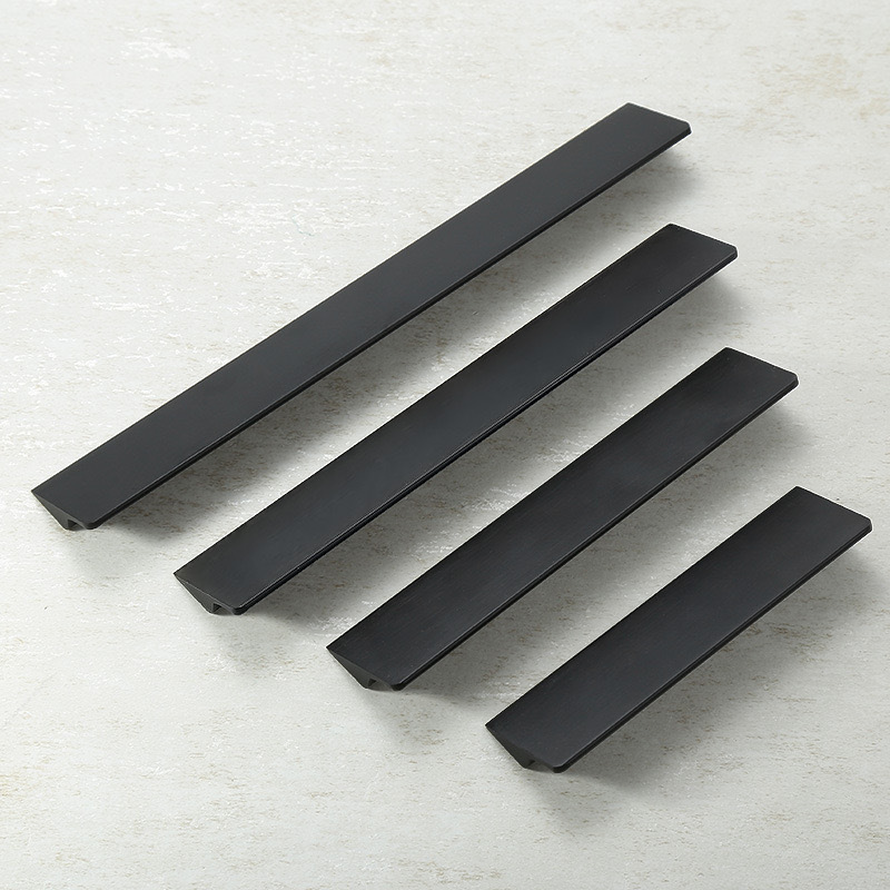 Flat Oblique Aluminum Alloy Furniture Handles  Edge Finger Pulls for Cabinet Kitchen Drawer