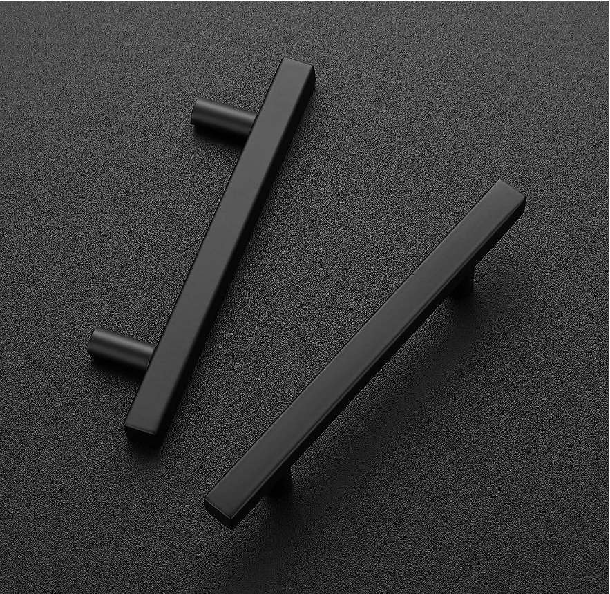 Kitchen Hardware Handles Stainless Steel Black Square Matte Black Cabinet T Bar Handles