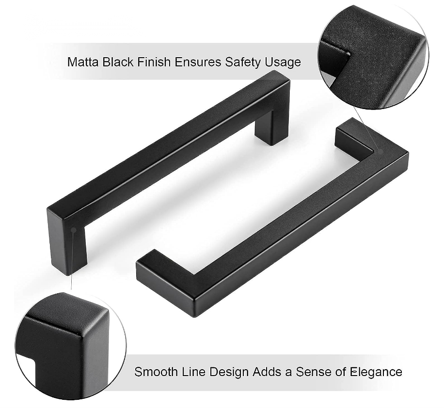 Simple Style Furniture Cabinet Pull Handles Stainless Steel Drawer Pulls Square Kitchen Door Cupboard Handles