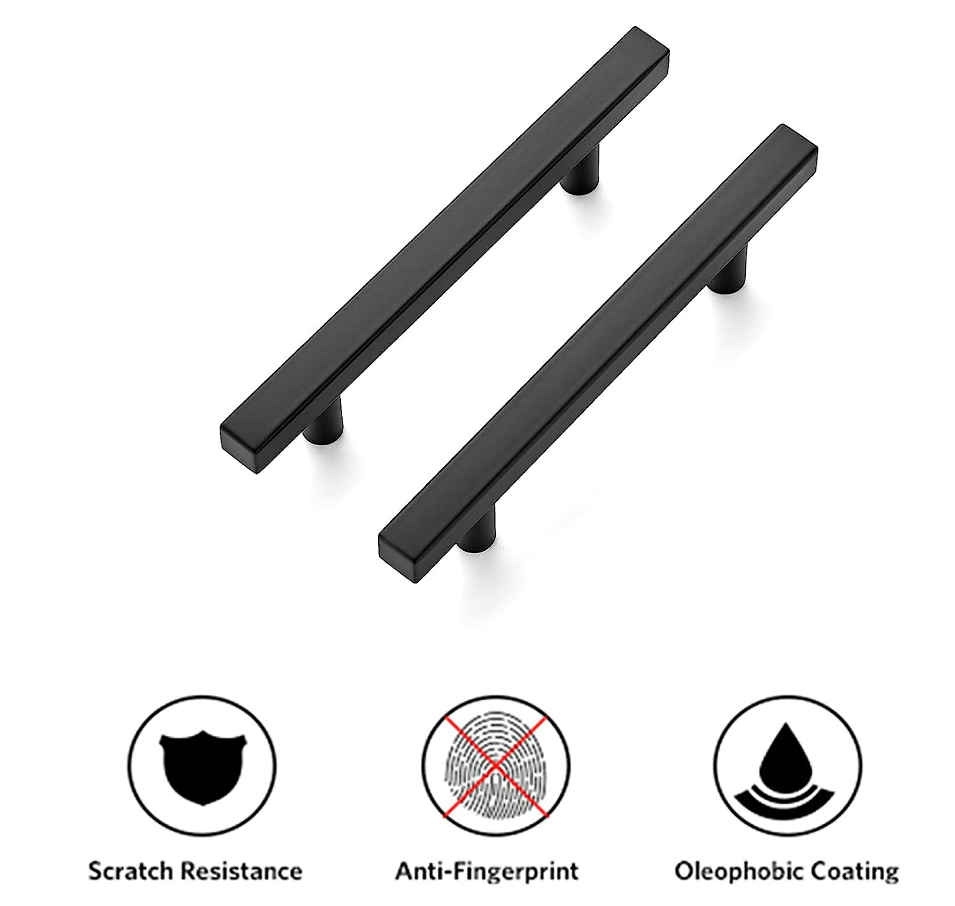 Kitchen Hardware Handles Stainless Steel Black Square Matte Black Cabinet T Bar Handles