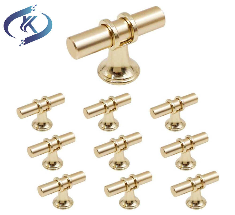 KeYa Furniture Hardware Drawer Knobs Pulls Gold Stainless Steel Single Hole Cabinet T Bar Handles for Kitchen Dresser