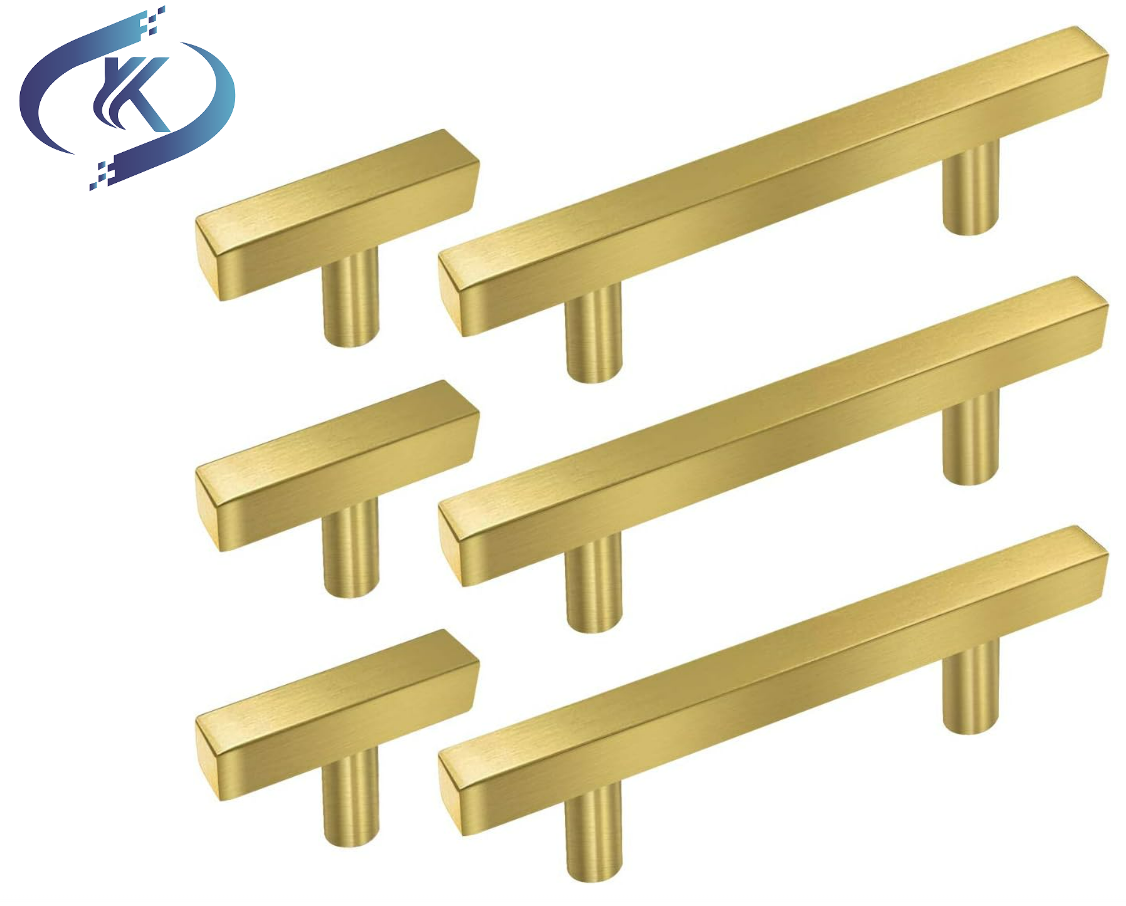 Hot Sell Kitchen Cabinet Handles Brushed Brass Cabinet Handles Modern Dresser Drawer Pulls