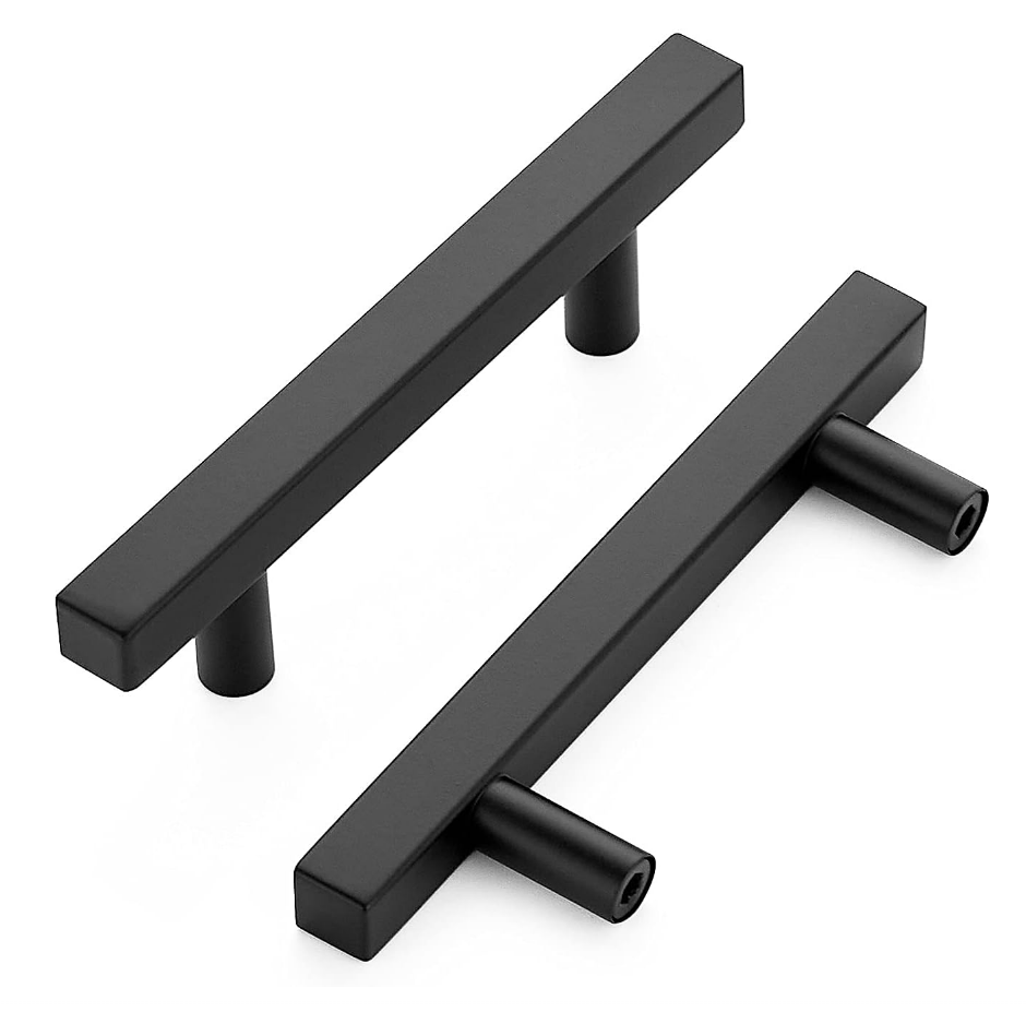 Kitchen Hardware Handles Stainless Steel Black Square Matte Black Cabinet T Bar Handles