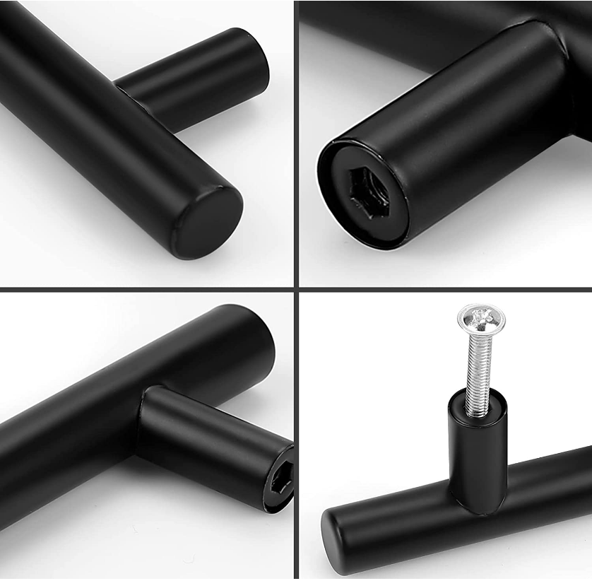 Hollow Stainless Steel Black Cabinet Handle Kitchen Cupboard Drawer Handle  Furniture Pull T-bar Handle