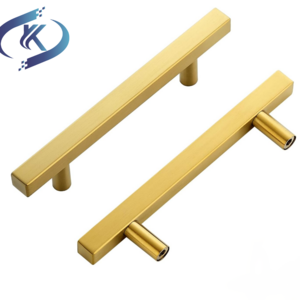 KeYa Kitchen Hardware Drawer Pulls Brushed Brass  Square T Bar Kitchen Door Handles  for Kitchen