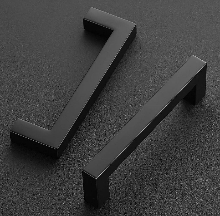 Black Square Bar Cabinet Pull Stainless Steel  Drawer Handles  Modern Kitchen Hardware