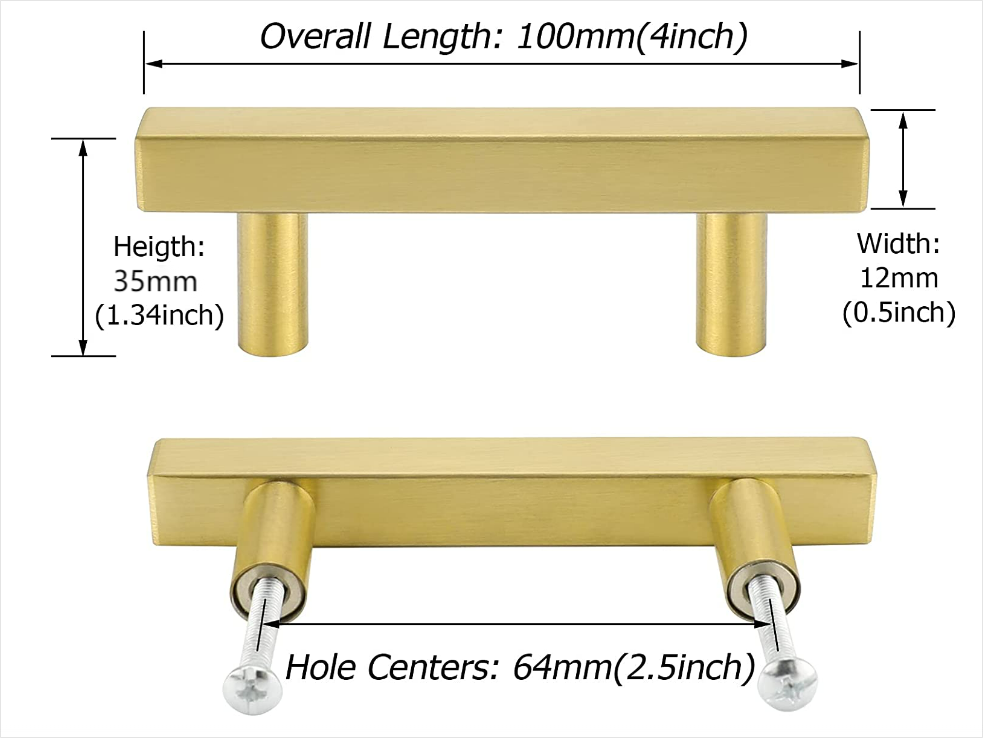 Hot Sell Kitchen Cabinet Handles Brushed Brass Cabinet Handles Modern Dresser Drawer Pulls